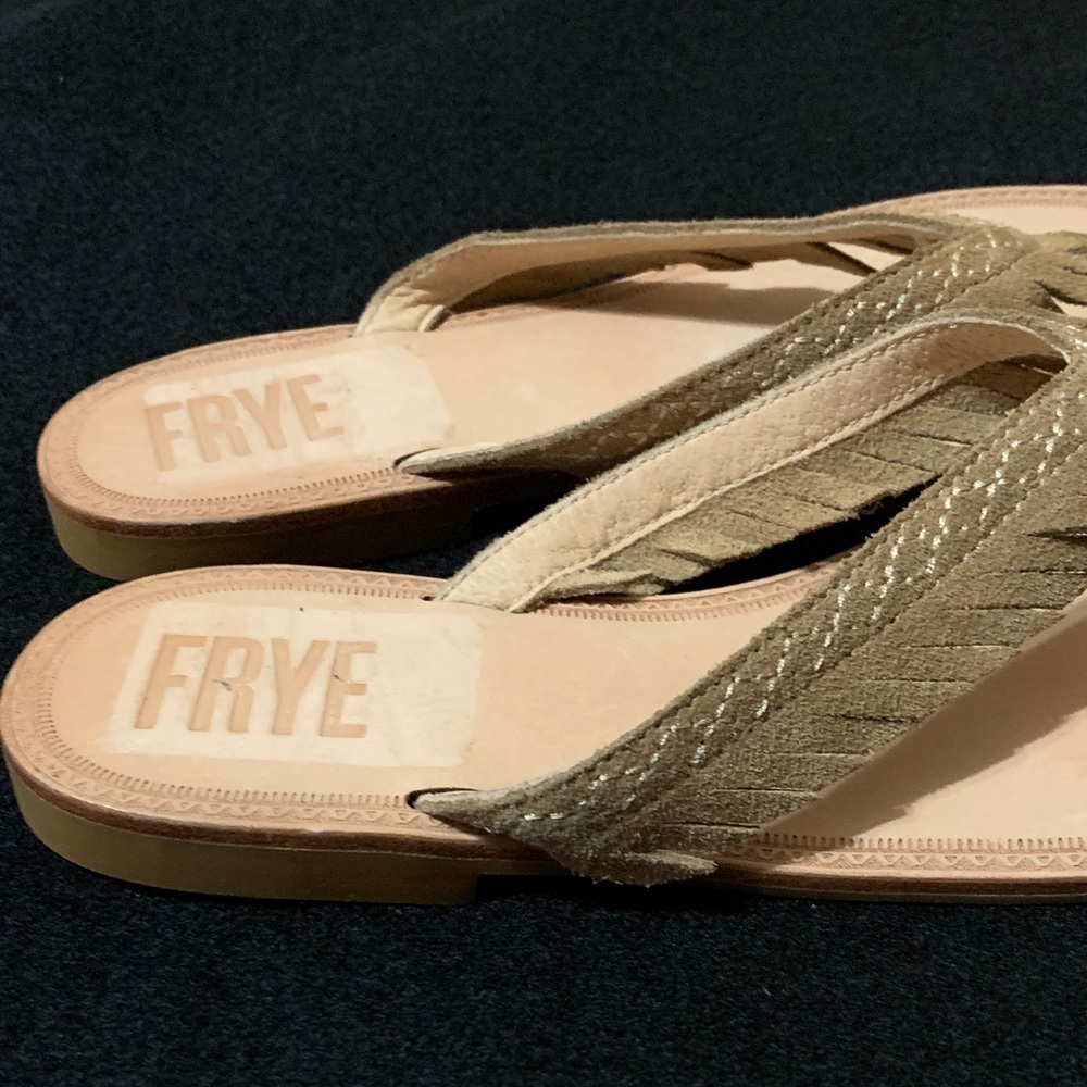 Frye Tan Leather Fringe Sandals - Picture 9 of 12